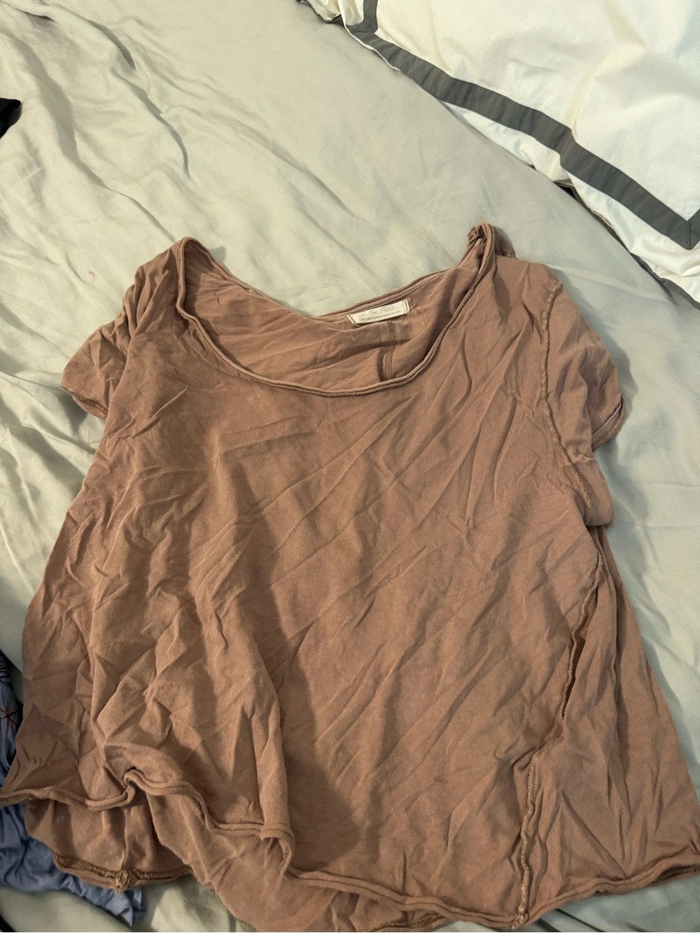 We The Free Short Sleeve Scoop Neck Top in Mauve Brown